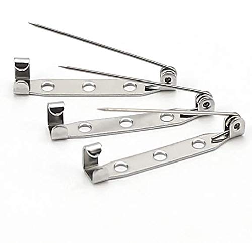 JQYXSS 50 Pieces 25mm Metal Bar Pins with Back Bar Safety Clasp Locking for Name Tags Jewelry Making DIY Crafts Accessories