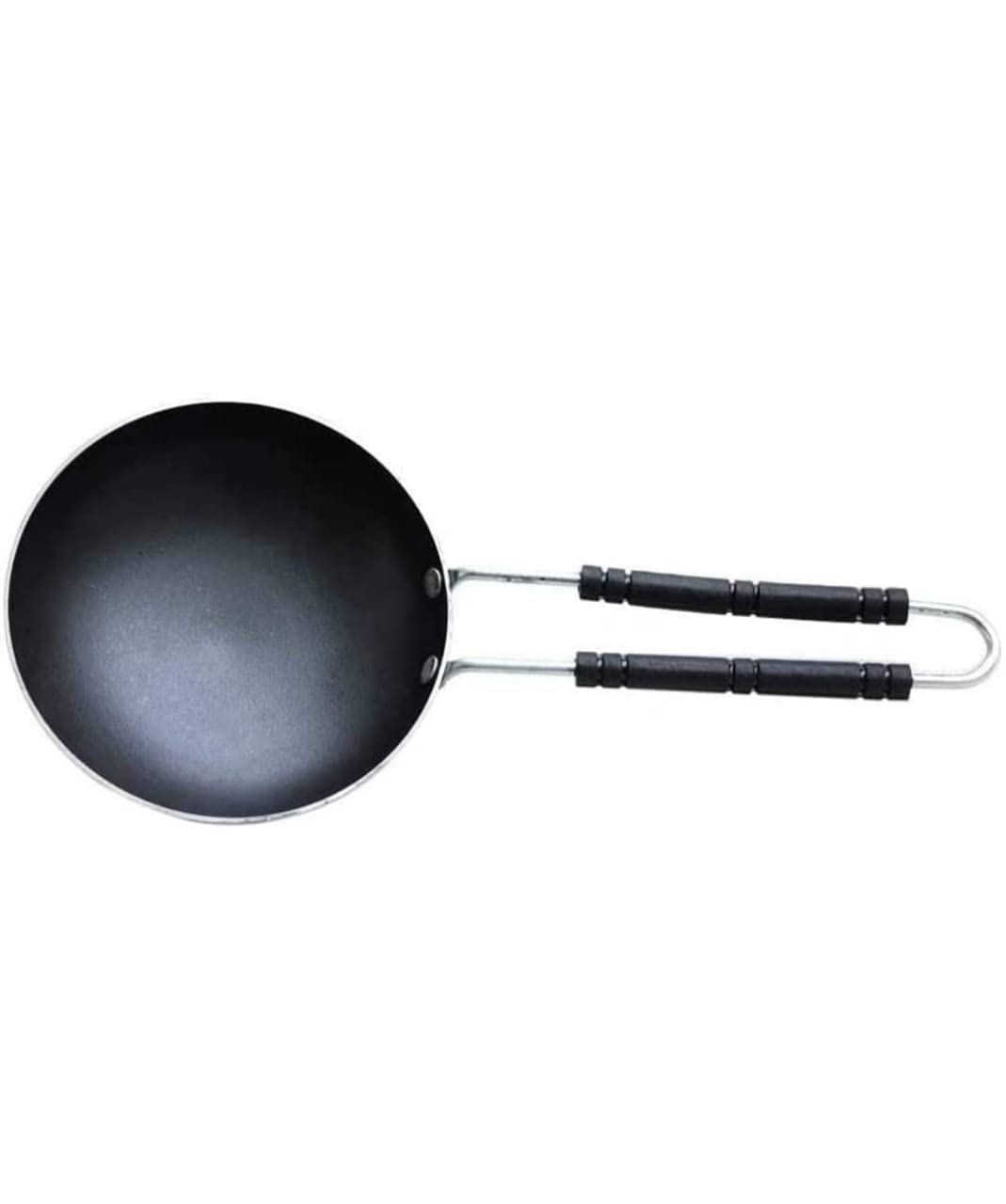 Subaa Iron Tadka Pan/Fry Pan, Pre-Seasoned Iron Tadka Pan with Anti Burn Plastic Handle.