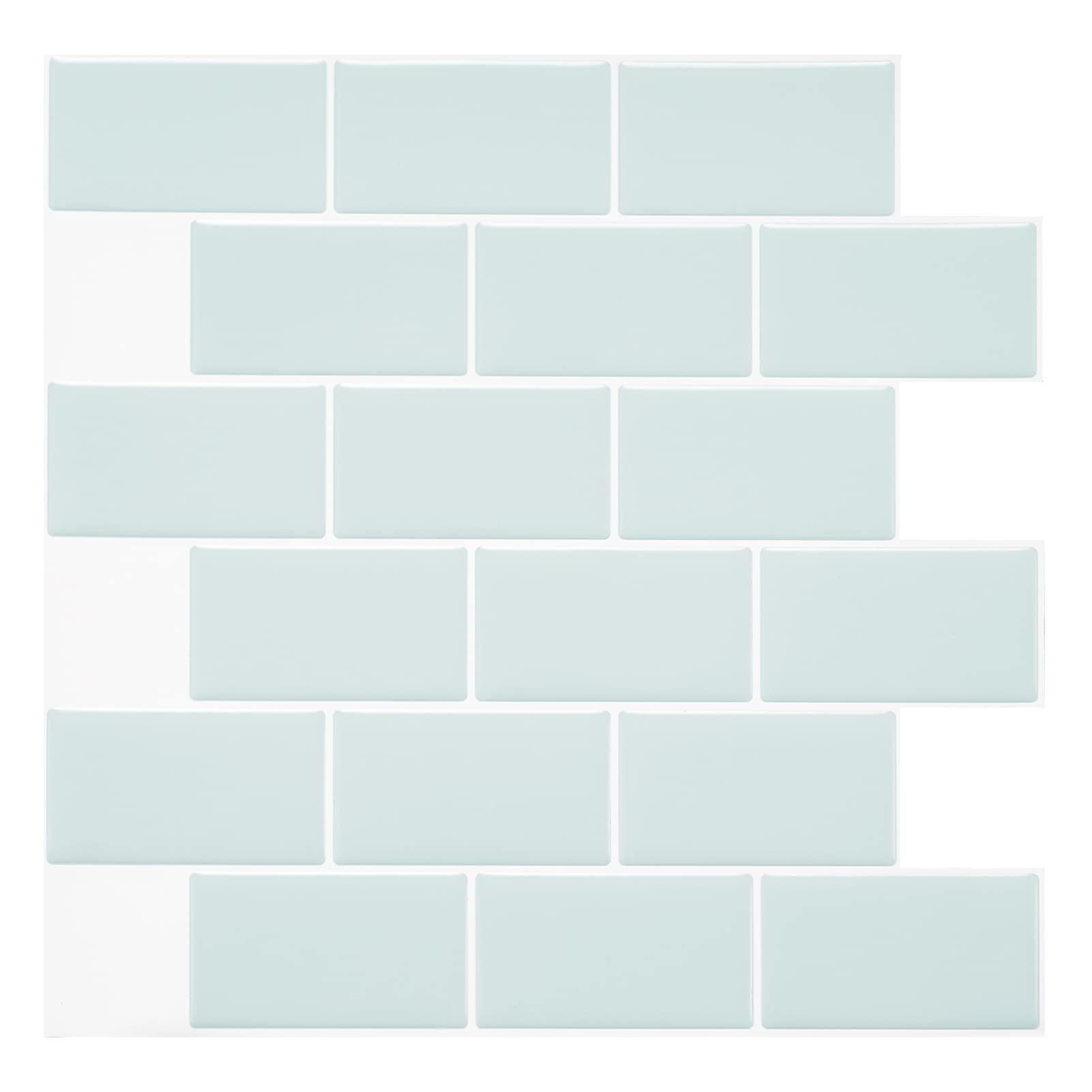 Peel and Stick Backsplash 10" X 10" Stick On Kitchen Bathroom Backsplash Subway Peel and Stick Tile (6 Sheets)（Mint Green）