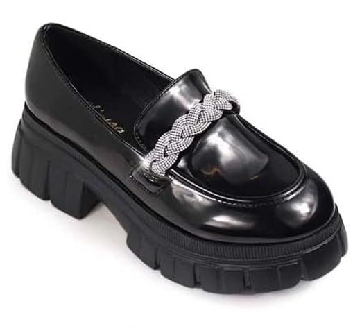 Cohen-3 Lug Sole Loafer W/Rhinestone BRAIDING Detail