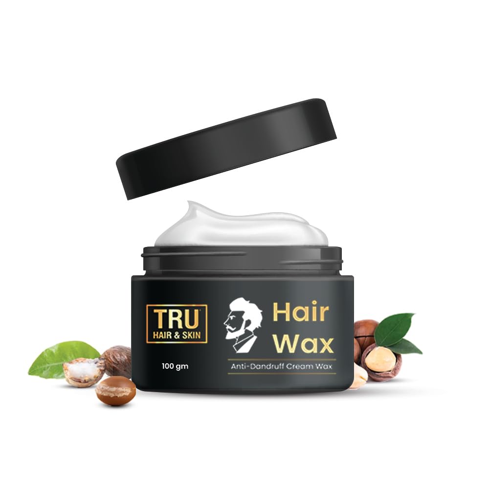 TRU HAIR & SKIN Hair Wax Cream for Men 100g | 12-Hour Strong Hold + Anti-Dandruff | Enriched with Natural Argan Oil, Macadamia Nuts & Shea Butter | Moisturizes, Protect & Nourishes Hair | Matte Finish