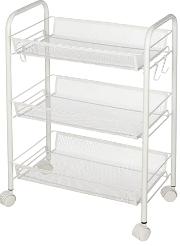 Urban Shop3 Tier Mesh All Purpose Utility Rolling Storage Cart, White