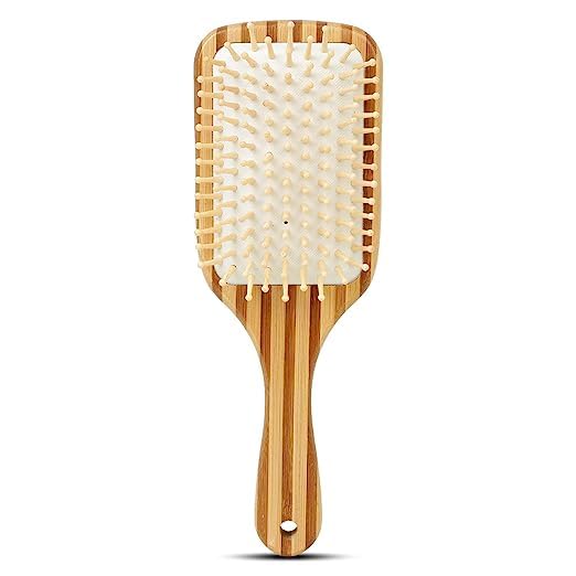 SOLDTRUE Natural Wooden Paddle Brushes for Women, Hair Brushes with Bamboo Bristle, Large Paddle Brush Wood Square Detangling Vent Brush Wooden Bristle, Bamboo Hair Brushes for Women 1 pc