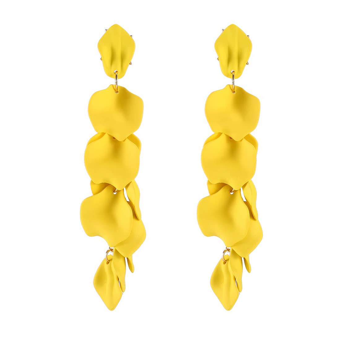 Elegant Latest Fashion Gold Plated Flower Petals Design Dangler Earrings for Women and Girls