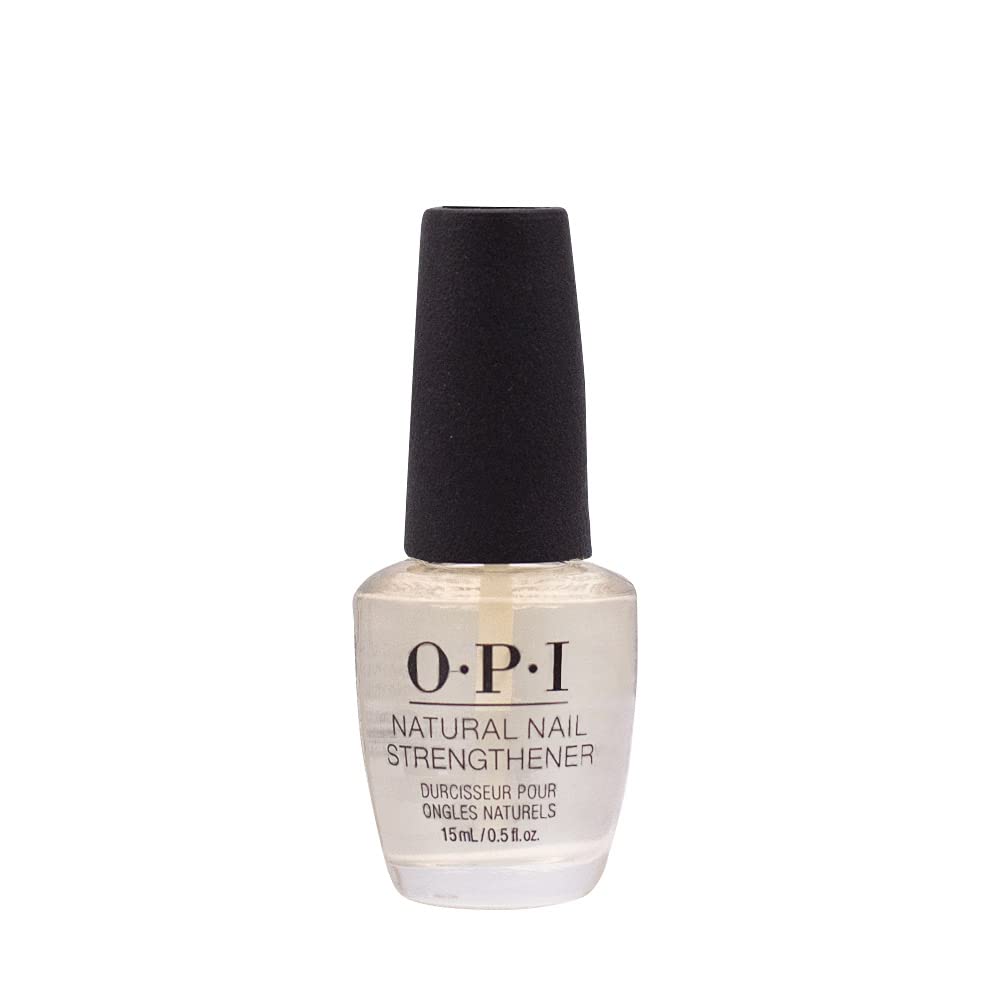 OPI Natural Nail Strengthener, Vegan Formula, Infused with Vitamin A & E, Helps Prevent Discoloration, Strengthens Nails, Clear, 0.5 fl oz