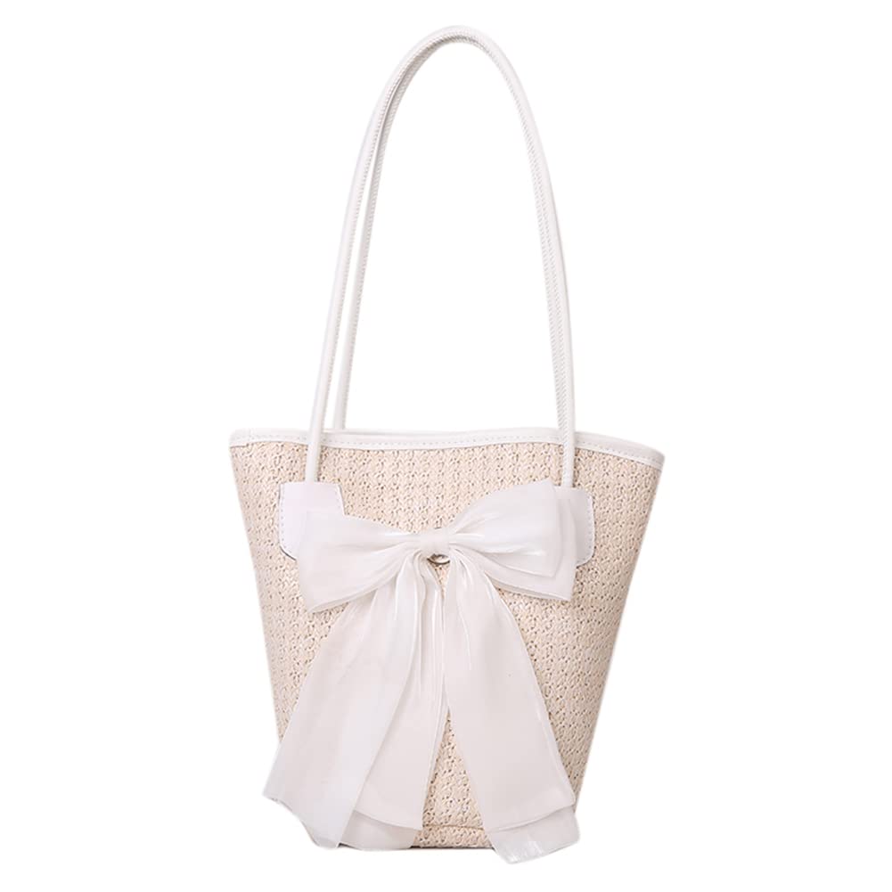 UKETOStraw Woven Handbag Women Ladies Holiday Beach Casual Bow Tote Shoulder Bag