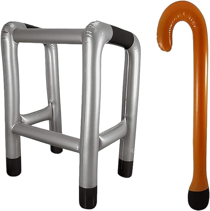 ANZEE Inflatable Zimmer Frame & Walking Stick - Blow Up Toy Novelty Gag Joke Dress Up | Inflatable Old Man Dad Fancy Dress Oldies Fancy Dress Party Prop Old Birthday