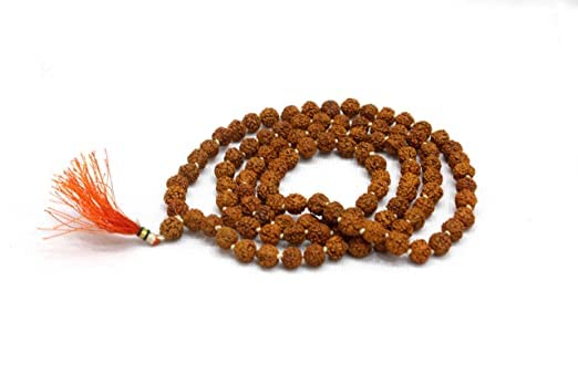 Crafty Soul Design Purity Brown Round Seeds Rudraksha Mala Nepal 5mm रुद्राक्ष माला 108 मनका Meditation Japa Mala Original Certified by Lab Hand Knotted Prayer Beads for Mantra Japa Purpose