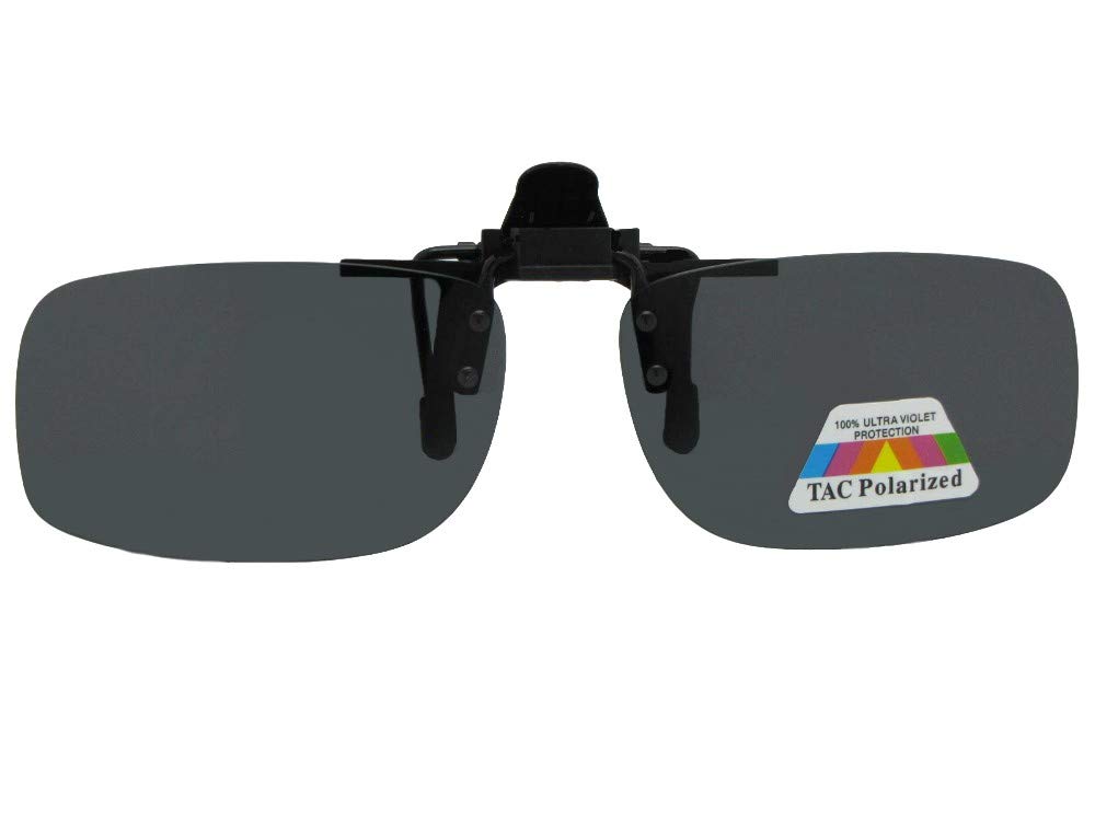 Sunglass RageSlim Rectangle Polarized Flip-up With Sunglass Rage Pouch (Polarized Gray Lenses, 56mm Width x 34mm Height)