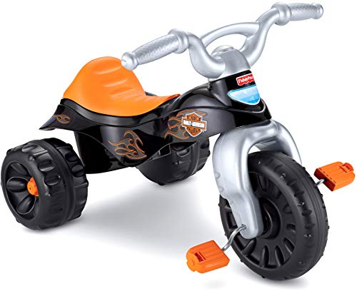 Fisher-Price Harley-Davidson Toddler Tricycle Tough Trike Toy Bike with Handlebar Grips & Storage for Preschool Kids Ages 2+ Years​ (Amazon Exclusive)