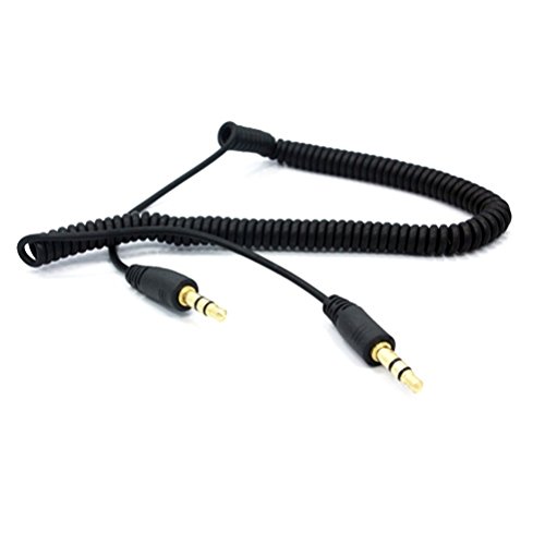 Black Coiled Aux Cable Car Stereo Wire Audio Speaker Cord 3.5mm Aux-in Adapter Auxiliary for Amazon Kindle Fire HDX 8.9 7 HD 8.9 7 6, DX, 8 10 - iPod Touch 5 4th Gen 3rd Gen 2nd Gen