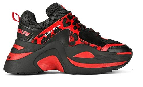 Naked WolfeTrack Sneakers - Red/Red Leopard/Black - Women's Trainers