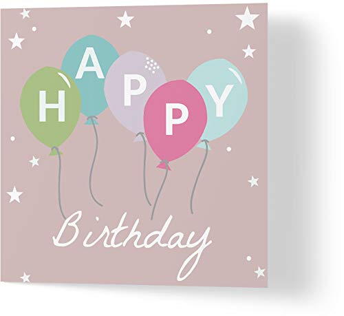 Wuzci "Happy Birthday" Balloons Birthday Card, 150 mm Length x 150 mm Width