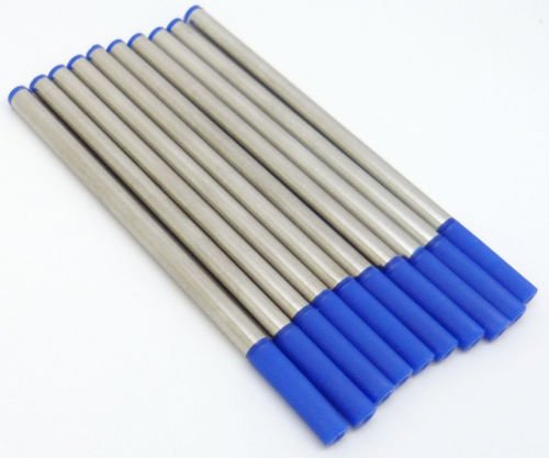 10 PCS Baoer Blue Roller Ball Pen Refills Push Type 0.5mm Point