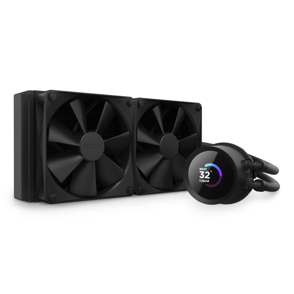 NZXTKraken 240 - ‎RL-KN240-B1-240mm AIO CPU Liquid Cooler - Customizable 1.54" Square LCD Display for Images, Performance Metrics and More - High-Performance Pump - 2 x F120P Fans - Black