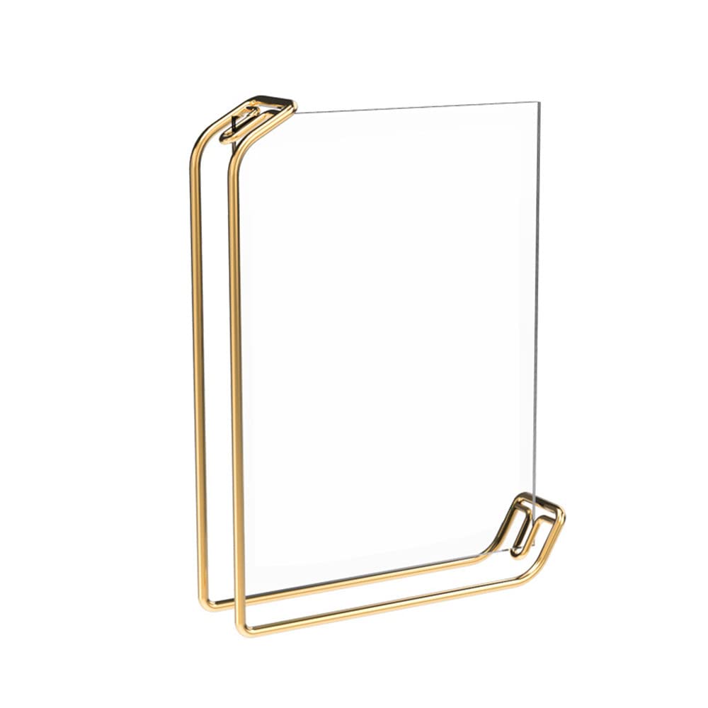 XIGUI 4X6 metal photo frame stand, L-shape double-sided display horizontal and vertical universal Nordic geometric metal acrylic photo frame, for Desktop or Tabletop,(Gold)