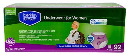 Berkley Jensen Incontinence Underwear for Women with Maximum Absorbency, Size S/M, 92 ct.