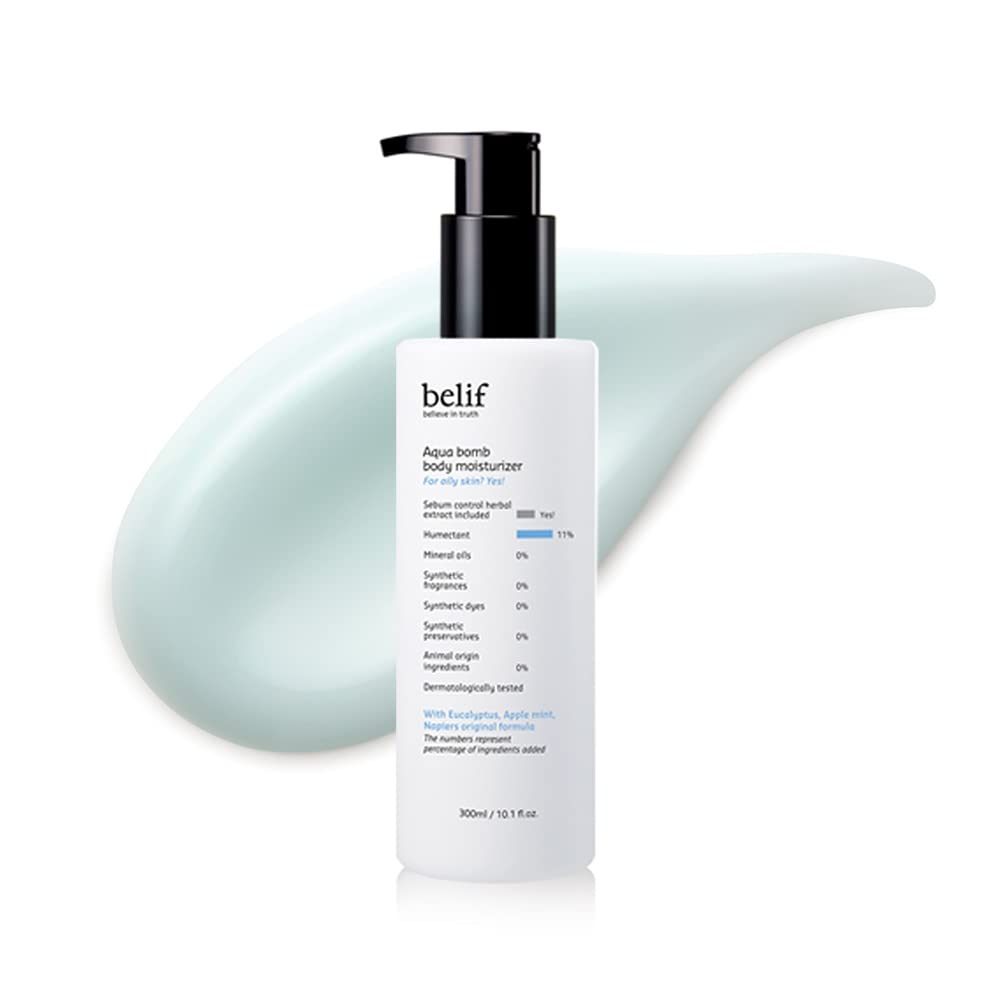 belif Aqua Bomb Hydrating Body Moisturizer With Niacinamide | Moisturizer for Combination To Dry Skin | Body Lotion, Hydration, Clean Beauty | Kbeauty Skincare, 10.13 Fl. Oz