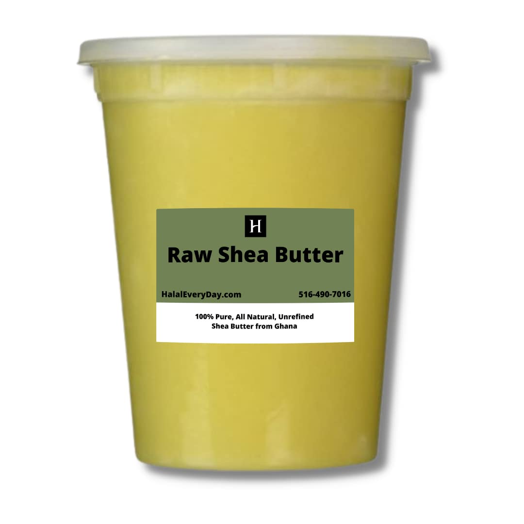 HalalEveryDay Raw Unrefined Grade A Soft and Smooth African Shea Butter from Ghana - Amazing quality and consistency - comes in a 32 oz Jar - Total weight approximately 24 oz