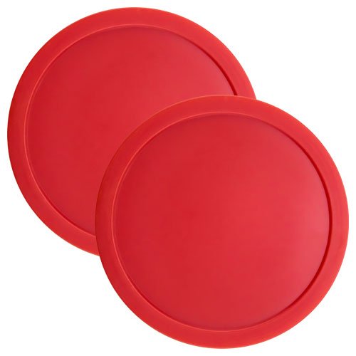 Set of Two Large Red 3 1/4 Inch Air Hockey Pucks for Full Size Air Hockey Tables by Brybelly