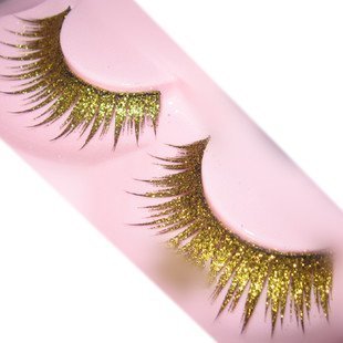 Shiny Long and Thick Exaggerated False Eyelashes Extension for Women Girls Cosplay Fancy Ball Halloween (Gold)