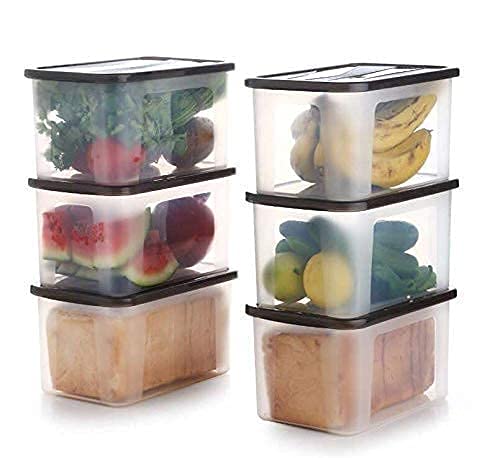 3VS Unbreakable(6pcs, 4000 ML) Multi Storage Box Bread Box/Airtight Food Grade Plastic ontainer for Kitchen,Refrigerator Storage of Bread/Vegetable/Grocery/Dry Fruits/Snacks & Freezer Storage