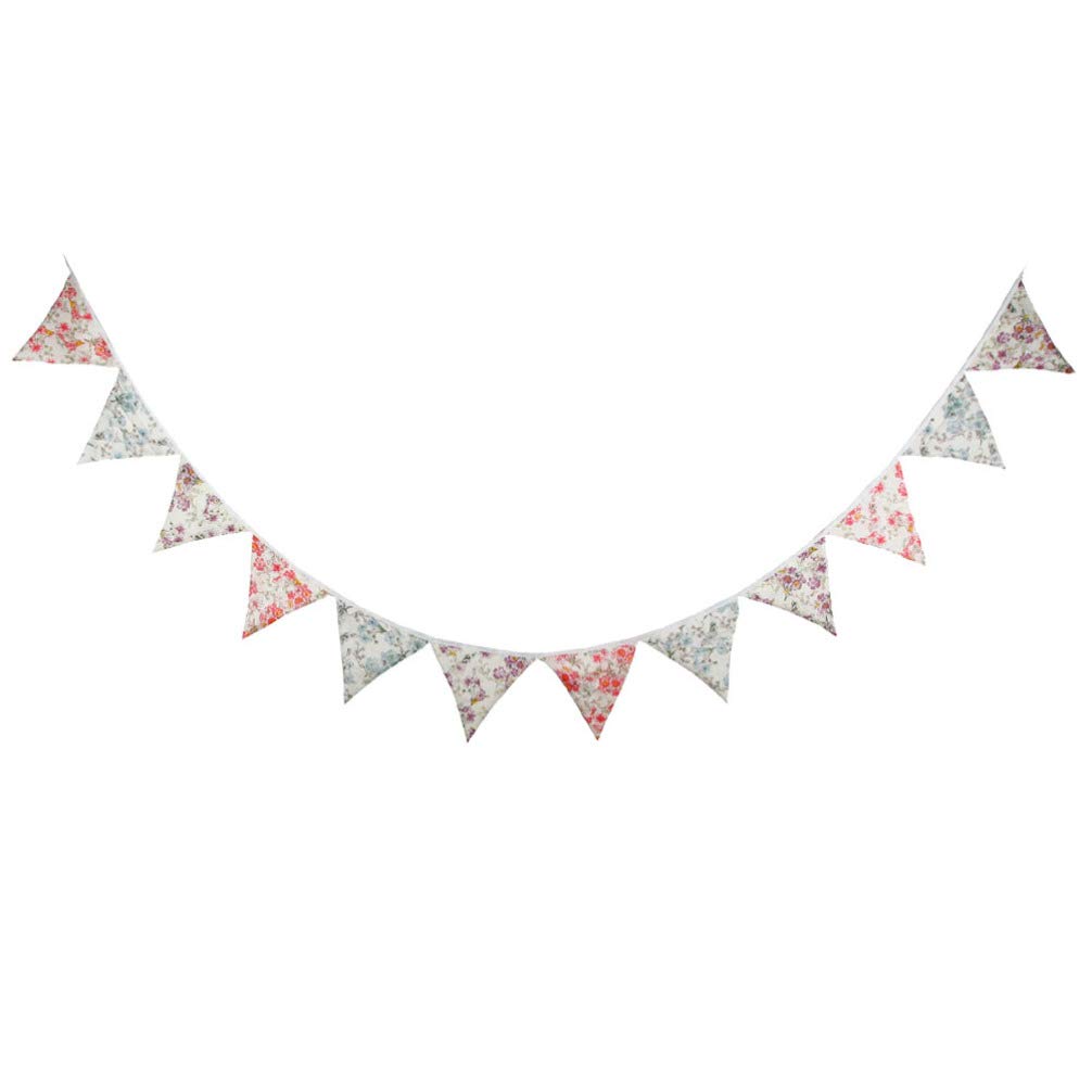 TENDYCOCOTENDYCOCO Outdoor Decor Wedding Bannner Elegant Cloth Pennant Floral Cotton Vintage Bunting Birthday Party Banner for Celebration Party Wedding Decor