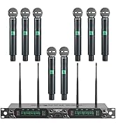 Phenyx Pro Wireless Microphone System, 8-Channel UHF Cordless Mic with Metal Handheld Wireless Mi...