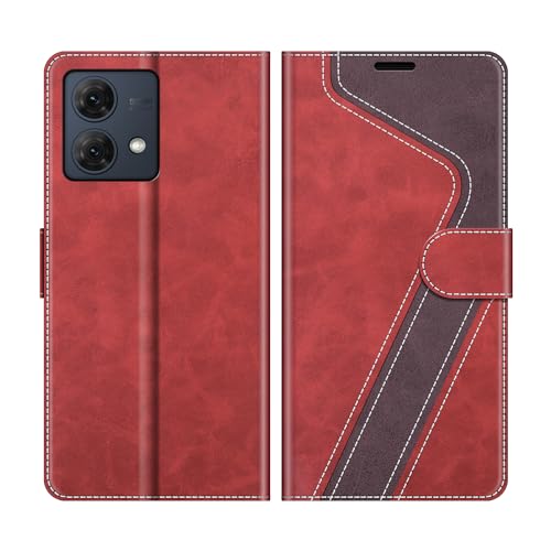 MOBESV Handyhülle für Motorola Moto G84 Hülle Leder, Motorola Moto G84 Klapphülle Handytasche Case für Motorola Moto G84 Handy Hüllen, Modisch Rot