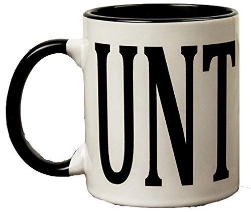 KALIDHAR Adult Humour Rude Gift Cup Ceramic UNT CUNT with Black Handle Ceramic Coffee Tea Mug Cup