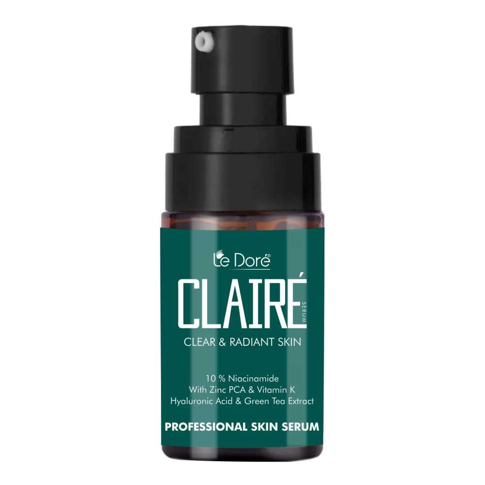 Le Dore Claire 10% Niacinamide Serum with Vitamin K, Hyaluronic Acid, Zinc PCA, Green Tea Extract - Acne-Fighting Formula For Acne Marks, Oily & Blemish-Prone Skin (30 ml)