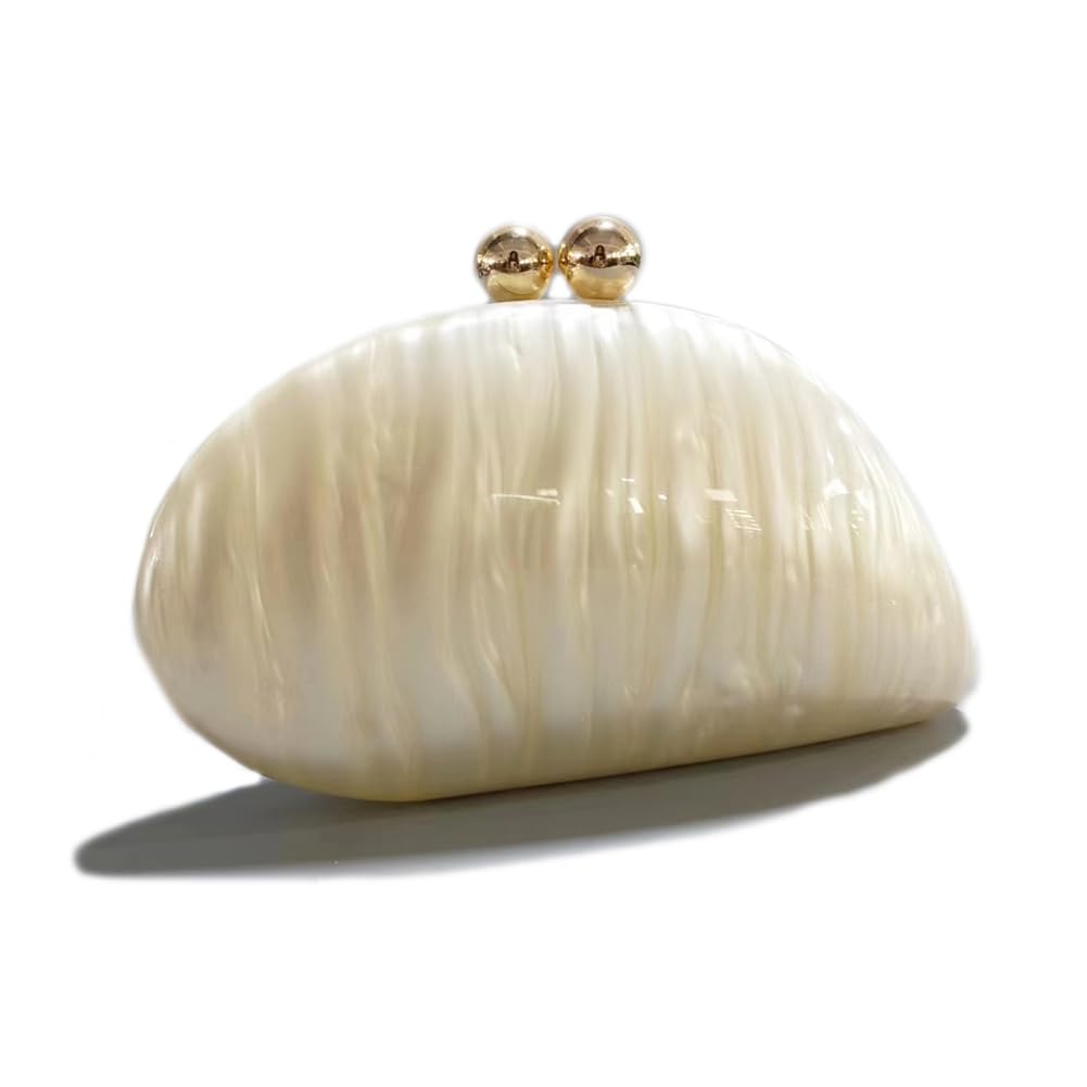 CUXVAAcrylic Shell Shaped Bag Luxury Marble Clutch Evening Purses for Women Glitter Handbag for Wedding Cocktail Party Prom