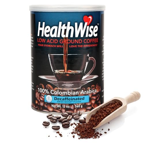 Healthwise Swiss Water Decaf Low Acid Coffee - Acid Reflux, Heartburn, Gastro Issues - Healthier Coffee For Sensitive Stomachs - 100% Colombian Supremo Original and Decaf -12 Ounce Cans (Pack of 2)