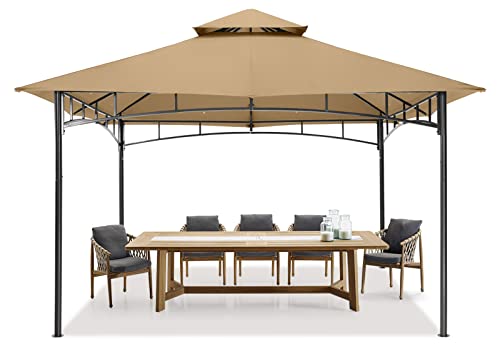 MASTERCANOPY Outdoor Garden Gazebo for Patios with Stable Steel Farme（10x12,Beige）