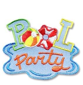 Girl Boy Cub Blue POOL PARTY Day Swimming Fun Patches Crest Badges SCOUT GUIDE Iron On Patch Perfect for Uniforms, Jackets, Hats, Backpacks and More