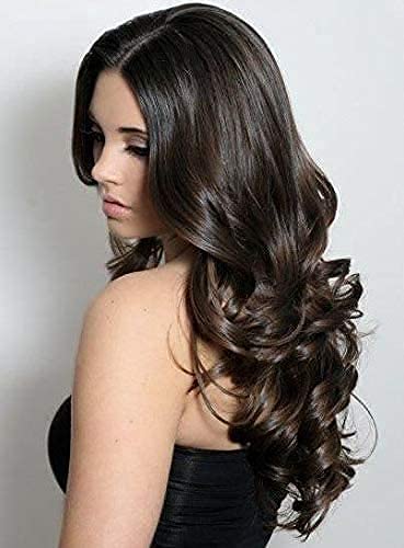 Verbier Synthetic Clip-In Curly, Wavy Hair Extensions and 5 Clip Wig, Dark Brown