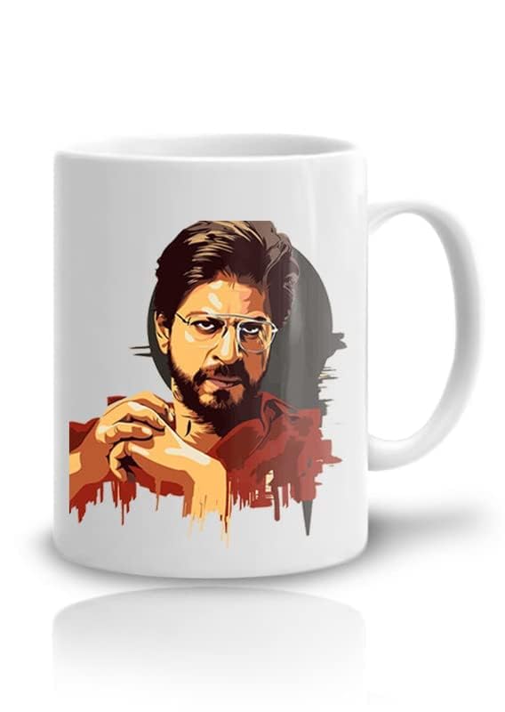 shahrukh Khan Printed Ceramic Coffee Mug - 300ml, White, gloosy Finish,Gift Items (Pack 1),11oz