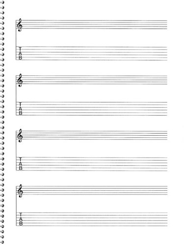 Passantino Music Papers No. 159: Guitar Manuscript Paper, 4 Stave Double, 16 Chord Boxes, 64 Pages, Size 9 x 12