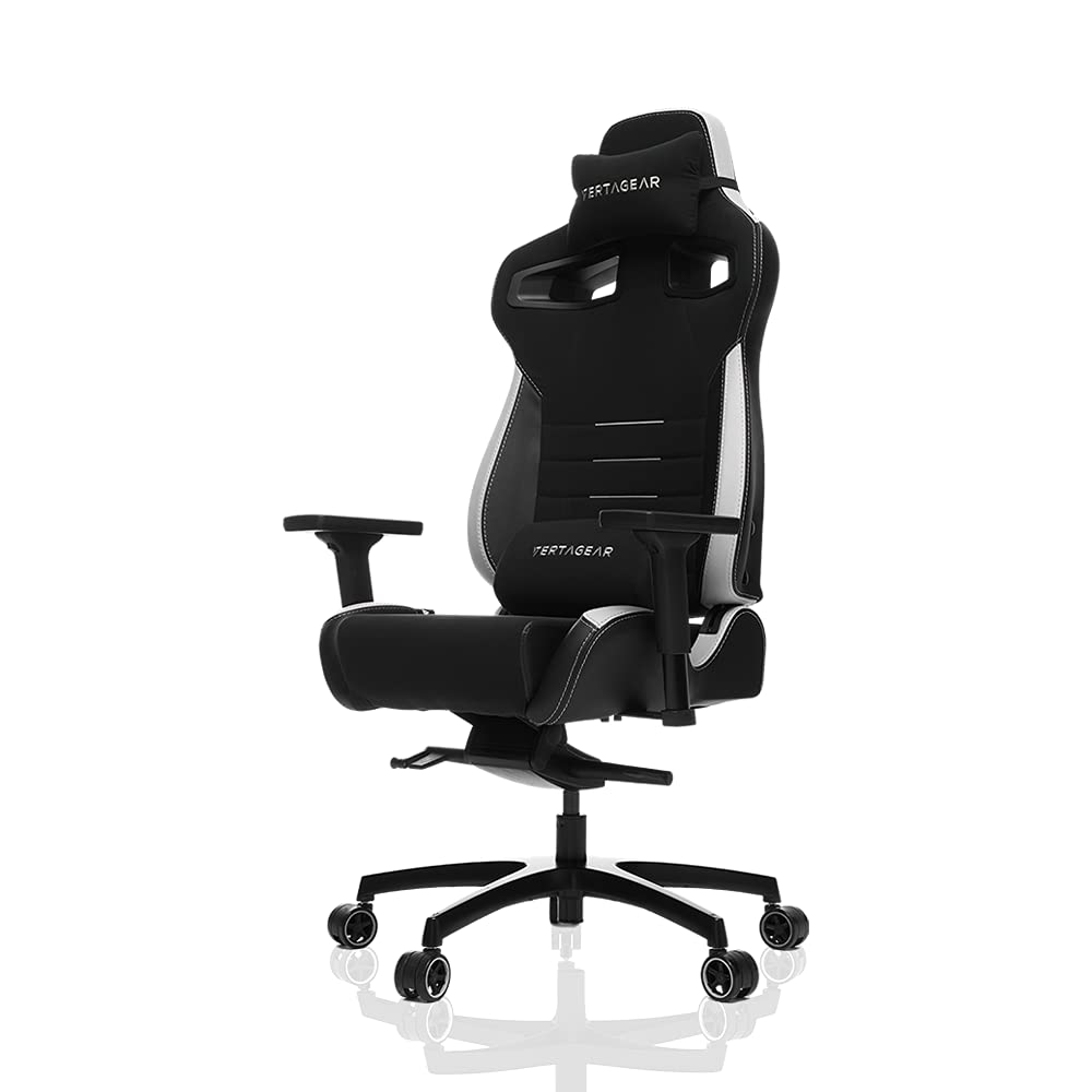 Vertagear Racing Series P-Line Pl4500 Coffee Fiber With Silver Embroirdery Gaming Chair Black/White Edition(Led/Rgb Upgradable)