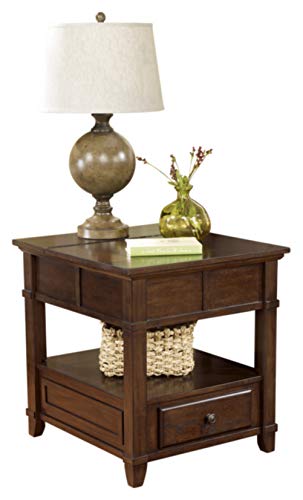 Signature Design by AshleyGately Traditional End Table with Electrical Outlets, Brown