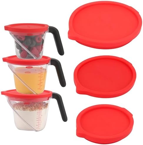 PUREKRA Silicone Lids Only Fit For OXO Good Grips 1-Cup, 2-Cup, 4-Cup Angled Plastic Measuring Cup, Reusable & Durable Silicone Covers, BPA-Free, Dishwasher Safe - Only Lids, Cup Not Included