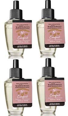 Bath and Body Works 4 Pack Aromatherapy Comfort Vanilla & Patchouli WallFlower Fragrance Refill 0.8 Oz