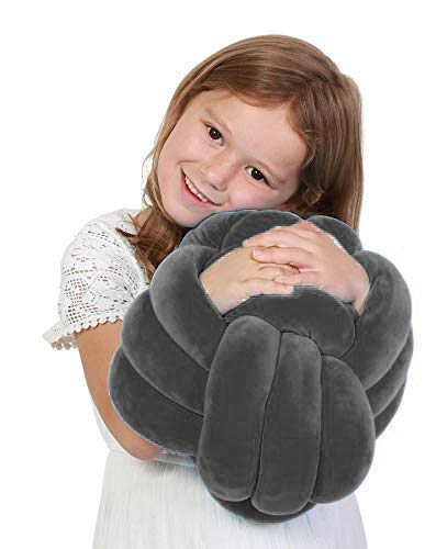 PLAYLEARN10” Grey Cuddle Ball Sensory Pillow – Plush Toy Hugging Pillow – Calming Stress Relief Toy for Kids