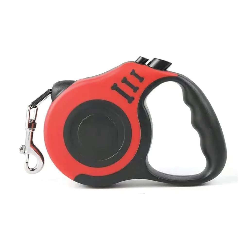 Dog Leash 5 Meters, Pet Walking Leash, Heavy Duty, Retractable And Tangle Free With Quick Lock And Release Button (red)