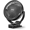 xasla 10000mAh Portable Clip on Fan, 8 inch Rechargeable Battery Operated Fan, 24 Hours Work Time, Quiet USB Fan, 4 Speeds Personal Fan, Ideal for Outdoor Camping Golf Cart Home Office Black