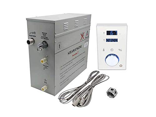 Superior Steam Shower Generator DeLuxe | Self Draining Steam Shower Kit | 6kW Touch Control in White | Aromatherapy Steam Head | Programmable temperature & time DeLuxe control for Perfect Steam