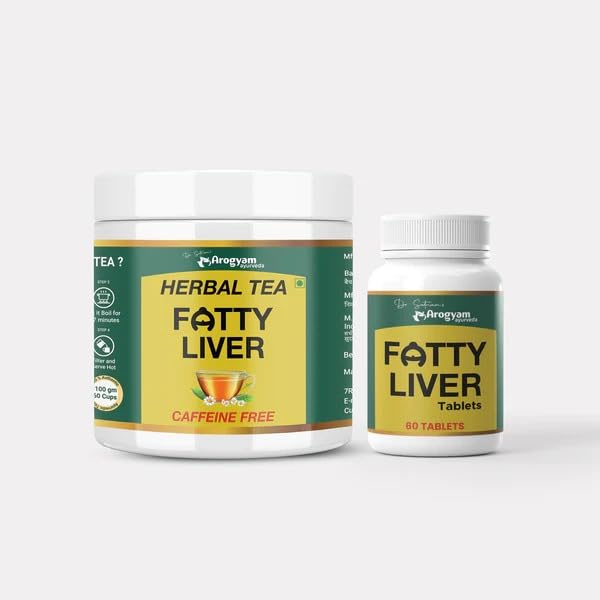 Arogyam Ayurveda Fatty Liver Tablets & Herbal Tea For Fatty Liver Combo