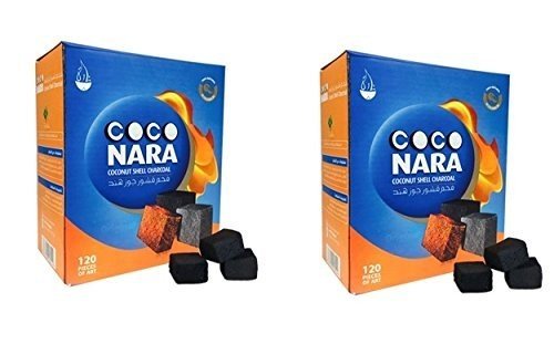 2 Boxes of 120 Piece Coconut Coco Nara Premium Hookah Charcoal Coals - 2 Count