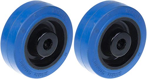 80mm 3" wheel blue rubber with nylon centre strong 280kg capacity, set of 2