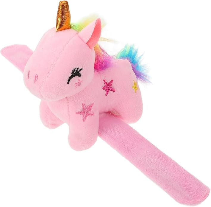 El Regalo Cute Unicorn Stuffed Animal Slap Bands for Kids/Girls/Boys- Soft Plush Pony Hugger Snap Wrist Band for Kids Birthday Party